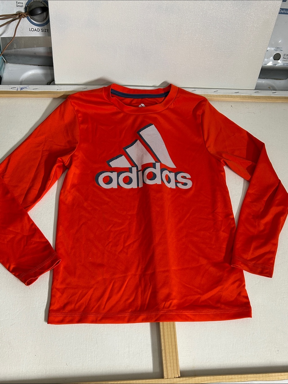 adidas Bright Red Long-Sleeve Logo Tee